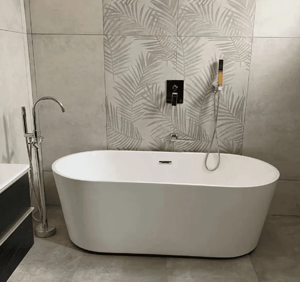 Bathtub installed in the Malawi apartment bathroom