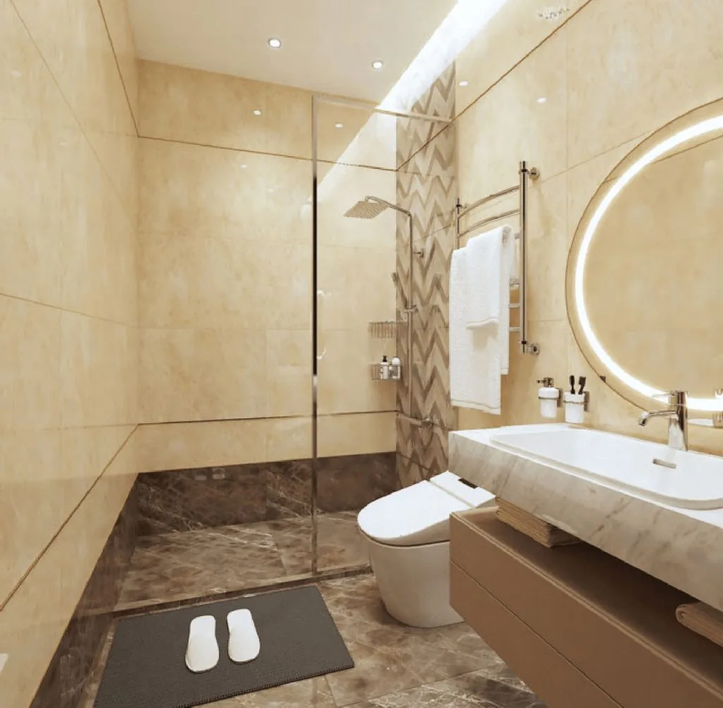 Bathroom design rendering for a Saudi Arabia villa project